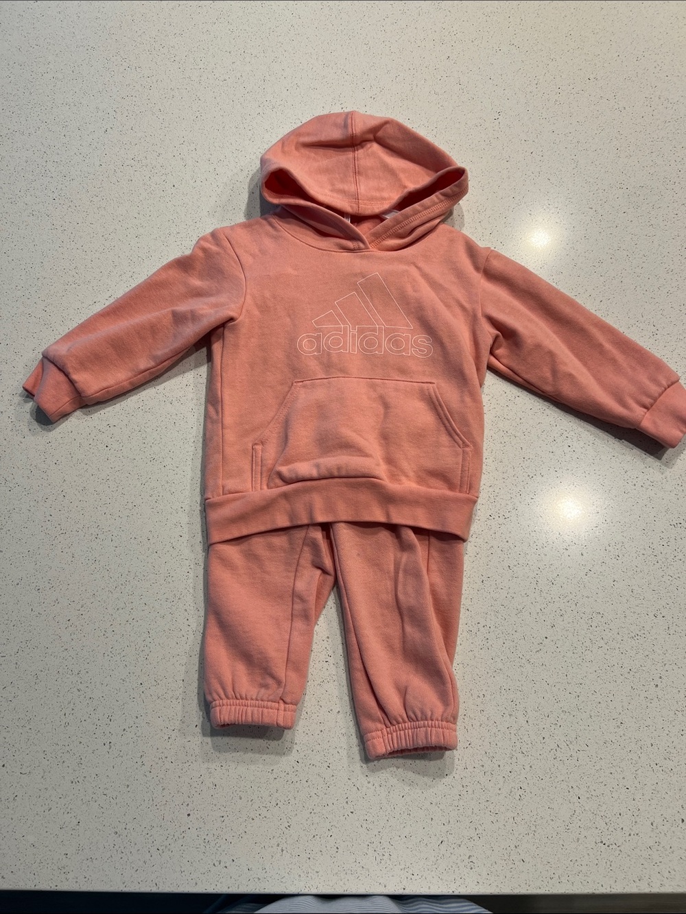 5/$35 NWOT 24 months adidas Kids Peach Pink Hoodie & Joggers Set (call outs)
